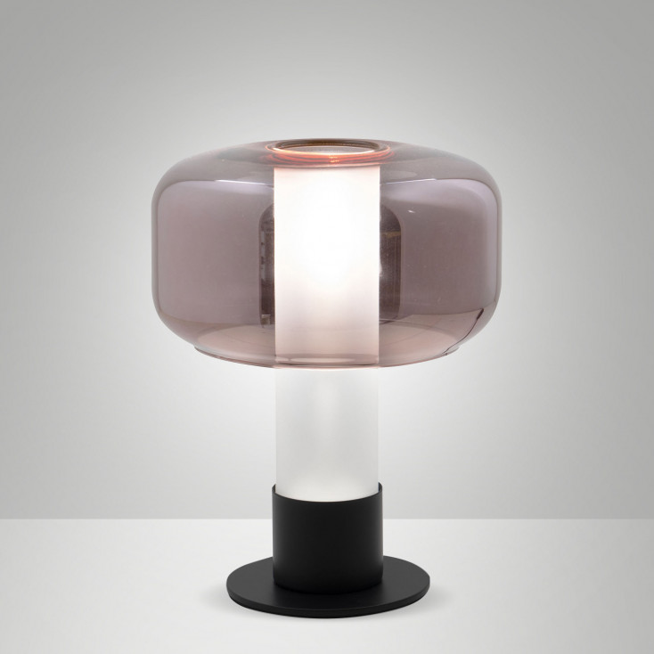 Lampada da tavolo struttura in metallo e vetro borosilicato da design moderno