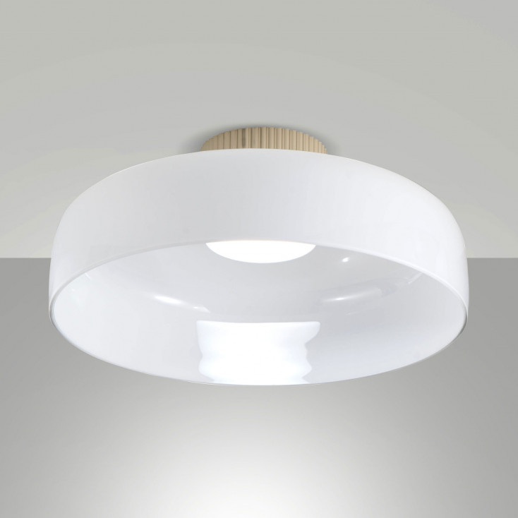 Plafoniera da soffitto in metallo a LED dimmerabile e diffusore in vetro