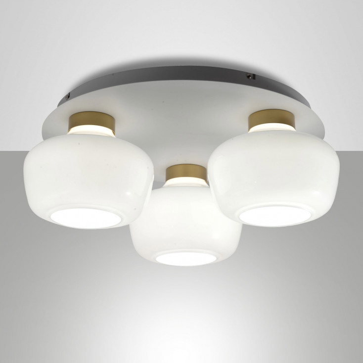 Plafoniera da soffitto in metallo con 3 diffusori in vetro moderni