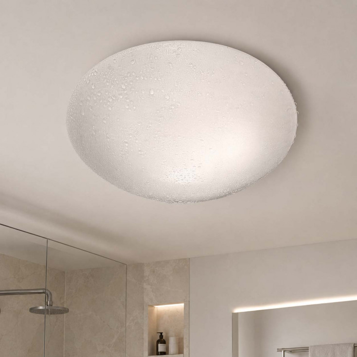 Plafoniera moderna in metallo con diffusore in vetro a risparmio energetico