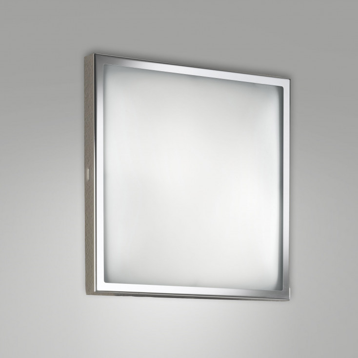 Plafoniera piccola LED quadrata in metallo e diffusore in vetro design moderno