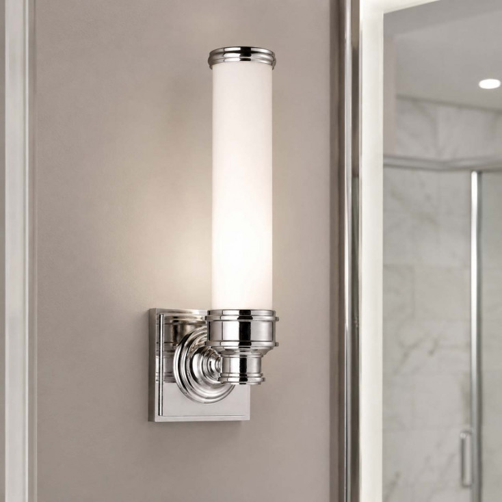 Applique a parete in acciaio da bagno diffusore in vetro a 1 luce LED G9