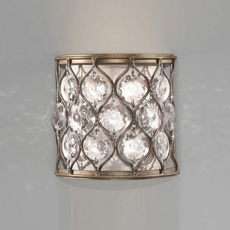 Applique moderna con struttura in acciaio e diffusore in vetro con 1 lampadina