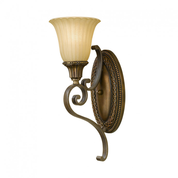 Lampada a parete in acciaio con diffusore in vetro a 1 luce dal design classico