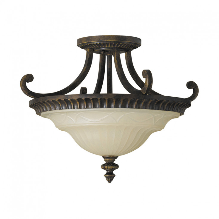 Lampada a soffitto per salotto in stile classico con diffusore in vetro a 2 luci