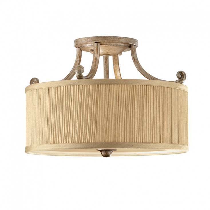 Lampada a soffitto stile classico in acciaio con diffusori in tessuto con 3 luci