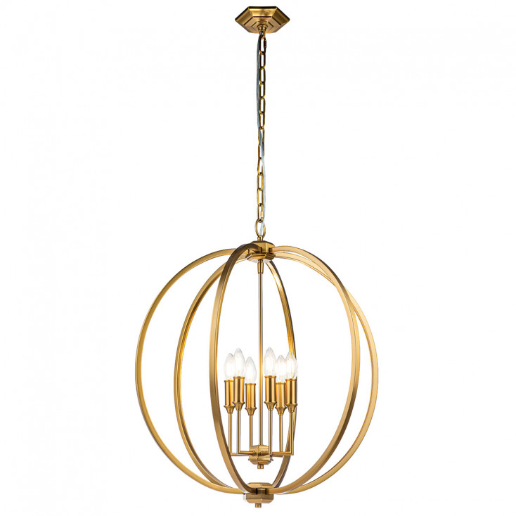 Lampadario moderno grande in acciaio con diffusore a 6 luci