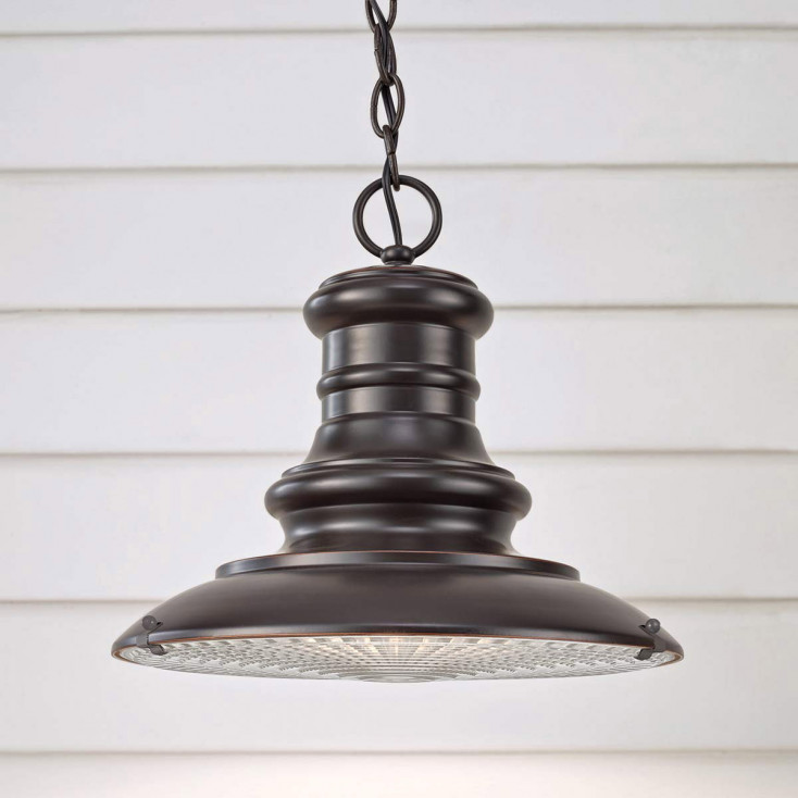 Lampada a sospensione rustica per esterno in alluminio e diffusore in vetro