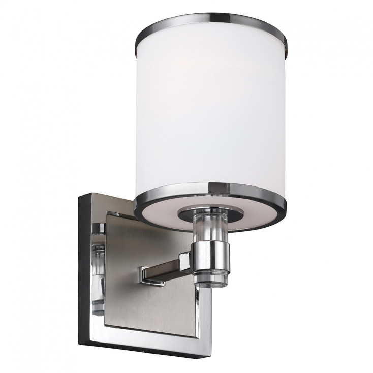 Lampada da parete in acciaio con diffusore in vetro a 1 luce