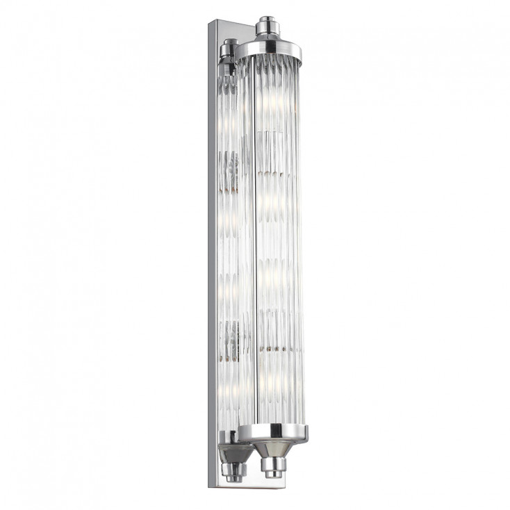 Lampada da parete lineare in acciaio con diffusore in vetro a LED a 4 luci G9