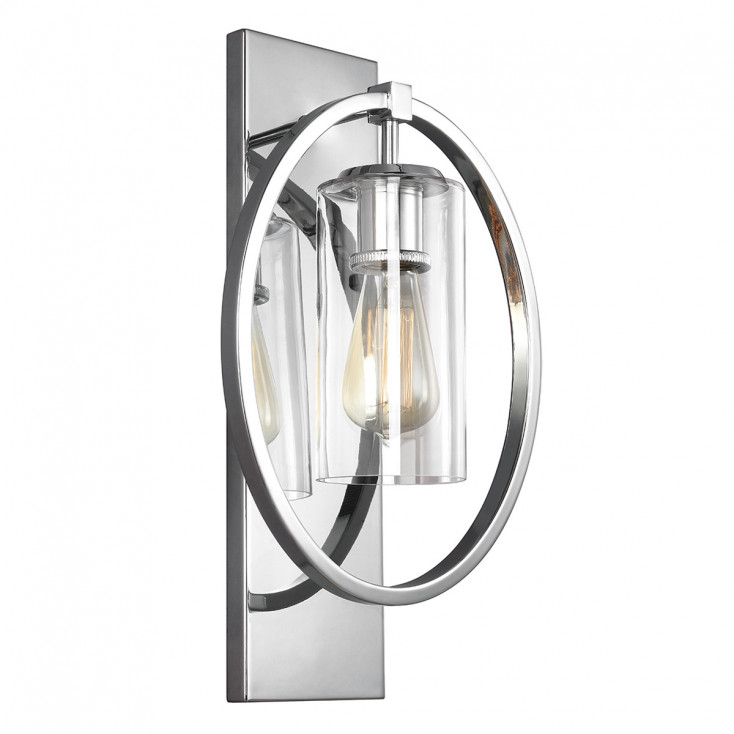 Lampada da parete moderno in acciaio con diffusore in vetro a 1 luce