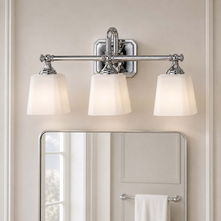 Lampada da parete per bagno con 3 diffusori in vetro con lampadina LED G9