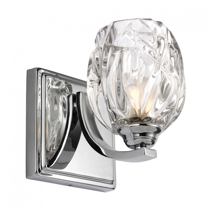 Lampada da parete per bagno moderno in acciaio con diffusore in vetro 1 luce