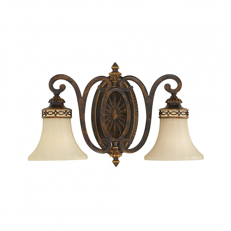 Lampada da parete per salotto in stile classico con 2 diffusori in vetro