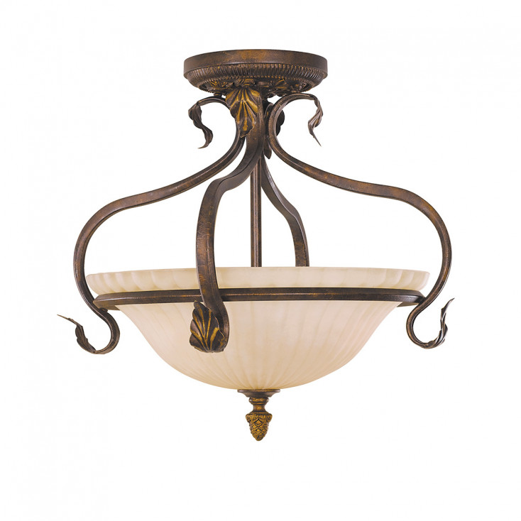 Lampada da soffitto classica in acciaio con diffusore in vetro a 3 luci