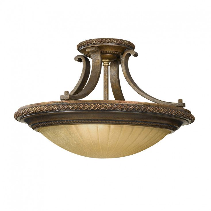 Lampada da soffitto rotonda classica in acciaio con diffusore in vetro 2 luci