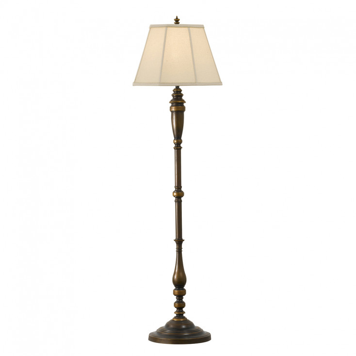 Lampada da terra in acciaio con paralume in tessuto da design classico a 1 luce