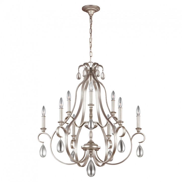 Lampadario dal design classico grande con struttura in acciaio a 9 luci