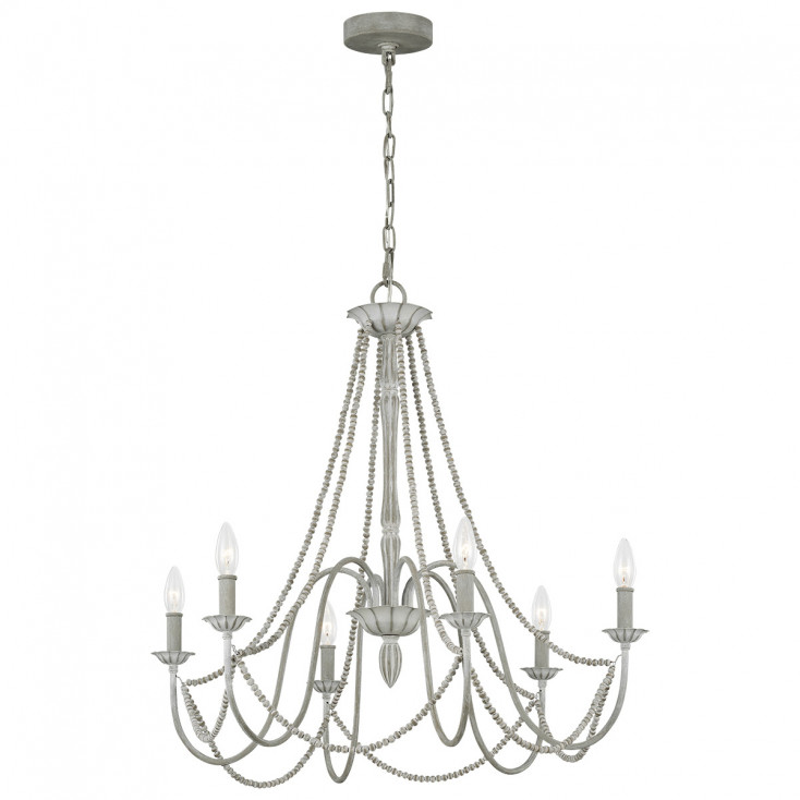 Lampadario medio classico in acciaio e strass in legno con 6 luci