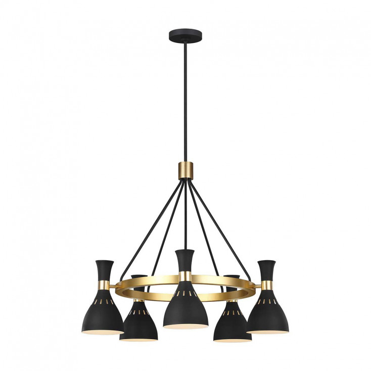 Lampadario moderno in acciaio altezza regolabile con 5 diffusori in acciaio