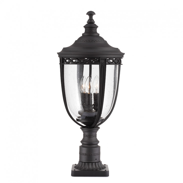 Lampioncino da giardino grande in acciaio diffusore rustico in vetro a 3 luci