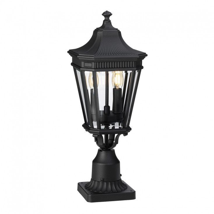 Lampioncino da giardion medio rustico in alluminio diffusore in vetro a 3 luci