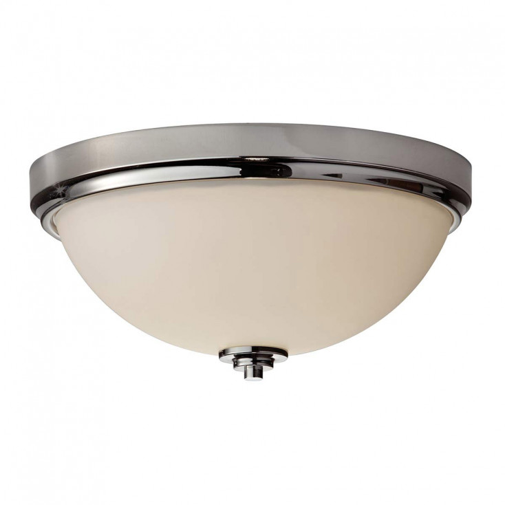 Plafoniera per bagno struttura in acciaio con diffusore in vetro con 2 lampadine
