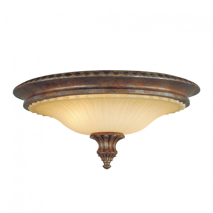 Plafoniera rotonda in acciaio con diffusore in vetro con 2 lampadine