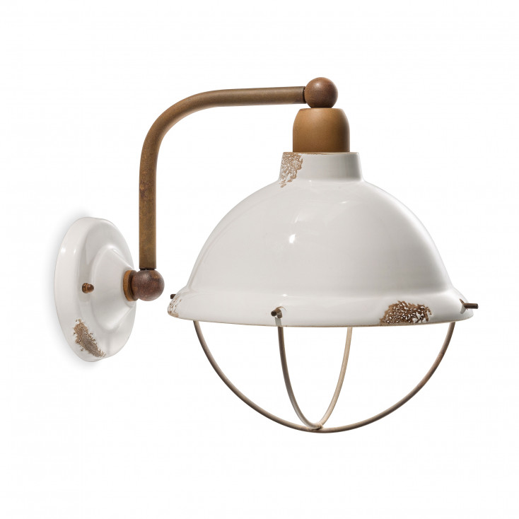 Applique da parete dallo stile industrial con diffusore a gabbia in ceramica