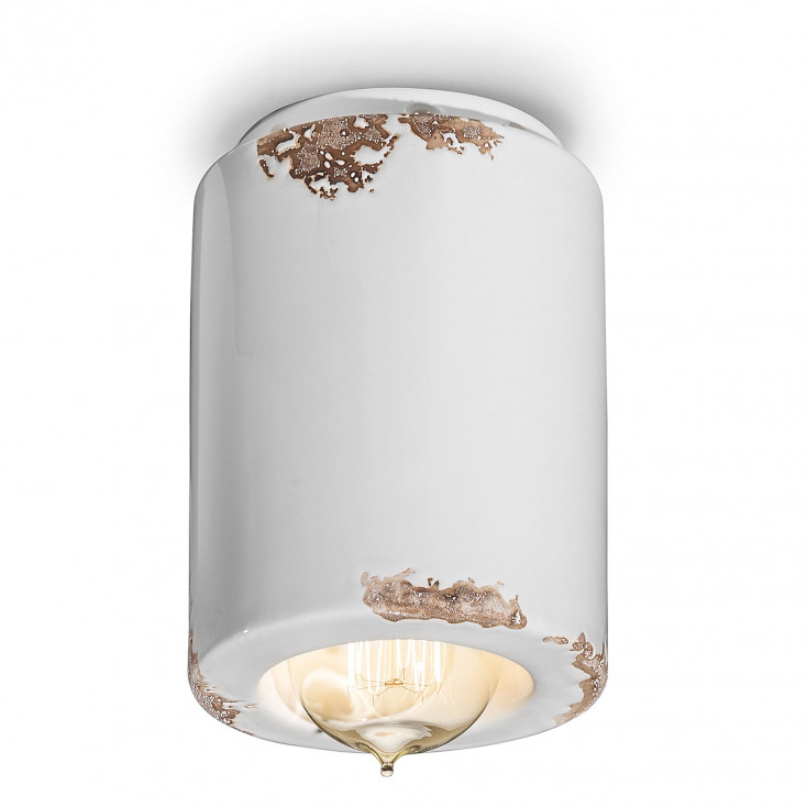 faretto da soffitto cilindrico con struttura in ceramica dal design industrial