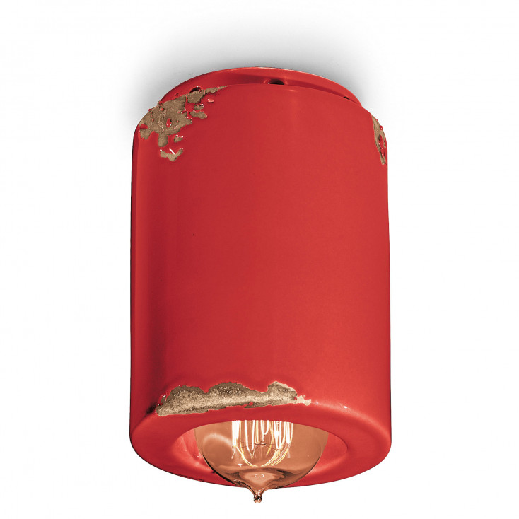 faretto da soffitto cilindrico con struttura in ceramica dal design industrial