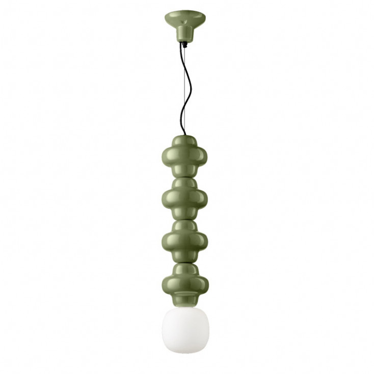 Lampada a sospensione 4 elementi in ceramica diffusore pendente in vetro