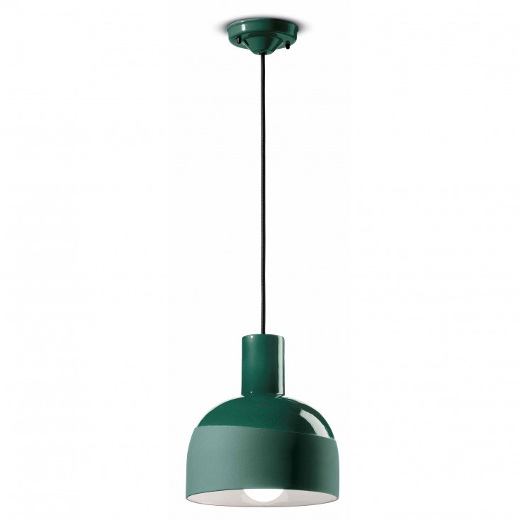 Lampada a sospensione con diffusore in ceramica dalle linee moderne decò