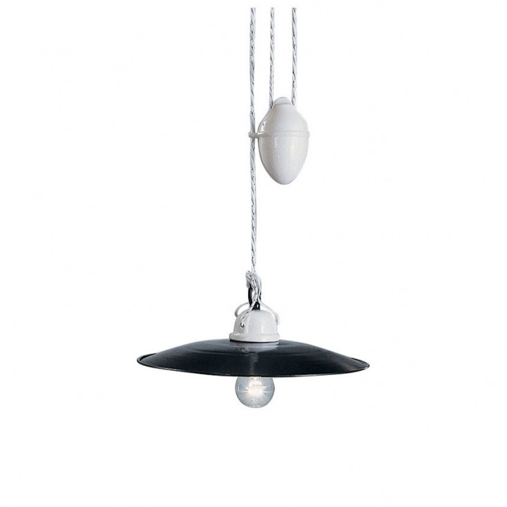 Lampada a sospensione piccola dal design classico con paralume in ceramica