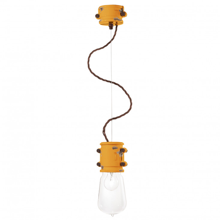Lampada a sospensione dal design industrial interamente in ceramica