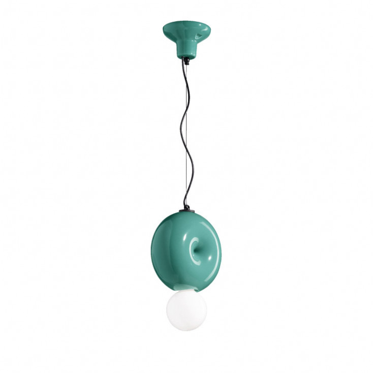 Lampada a sospensione in ceramica con diffusore in vetro dal design moderno