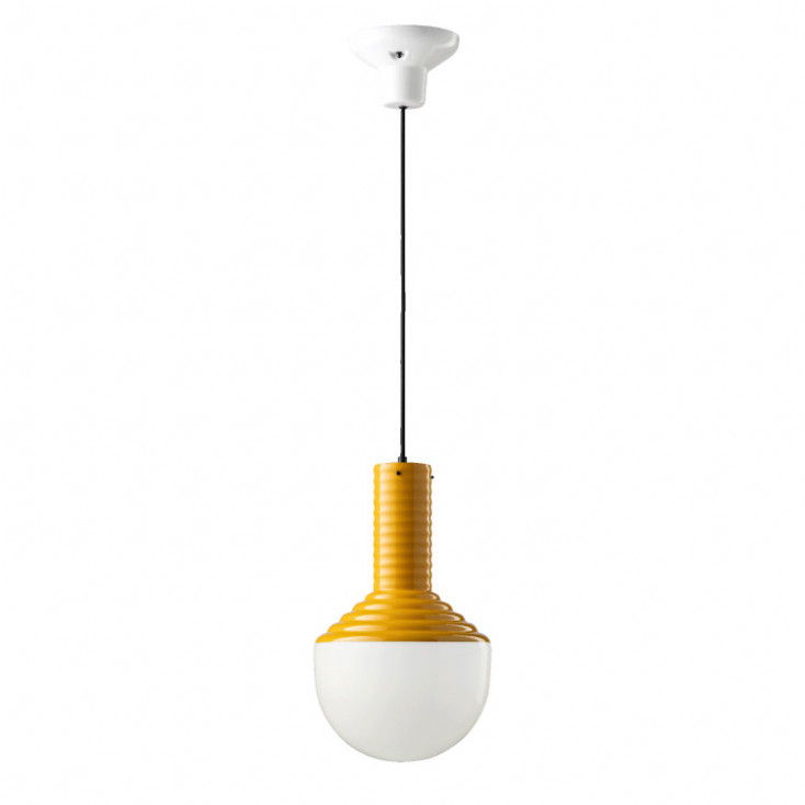 Lampada a sospensione in ceramica con diffusore in vetro dal design moderno
