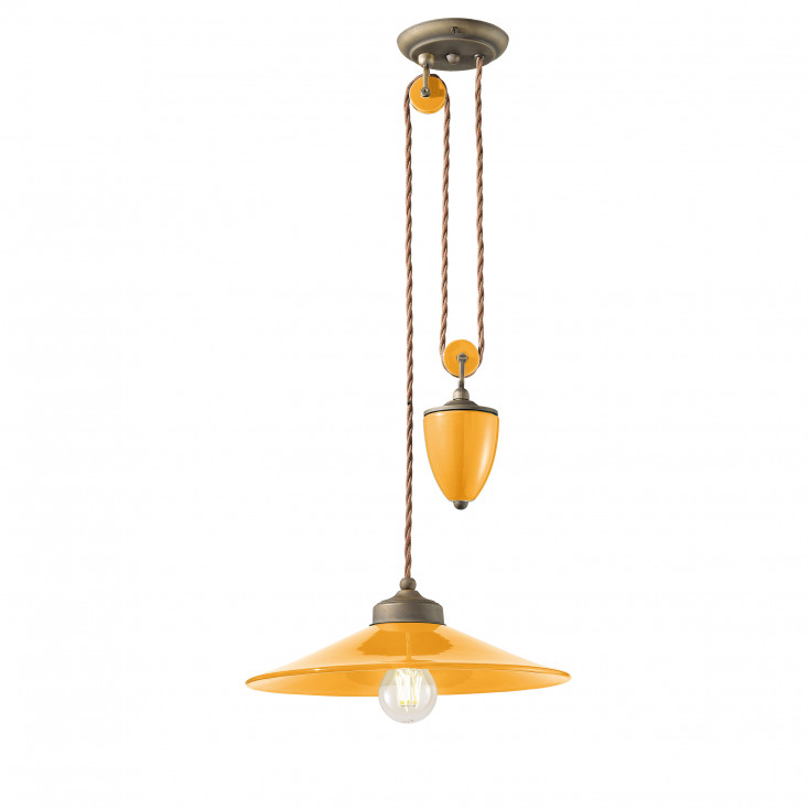 Lampada a sospensione in metallo e diffusore in ceramica in stile industrial