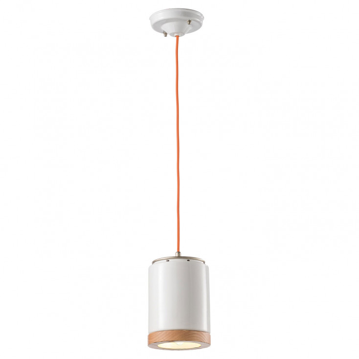 Lampada a sospensione in stile industrial con diffusore cilindrico in ceramica
