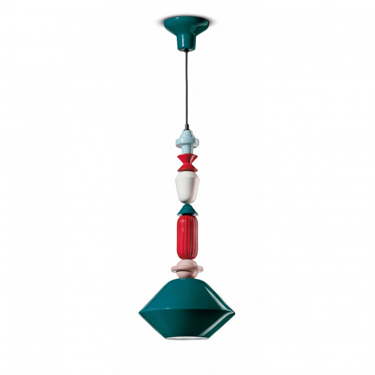 Lampada a sospensione media interamente in ceramica dal design moderno decò