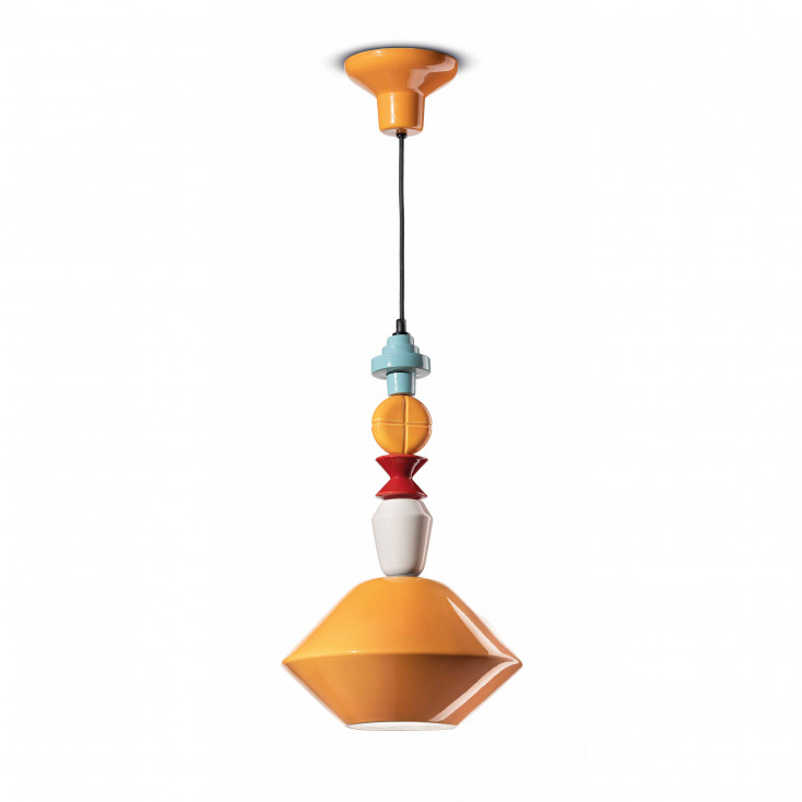 Lampada a sospensione piccola interamente in ceramica dal design moderno decò
