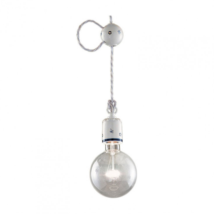 Lampada a sospensione rustica in ceramica decorata a mano regolabile in altezza