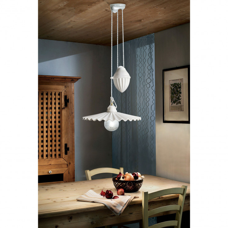 Lampada a sospensione rustica in ceramica regolabile in altezza