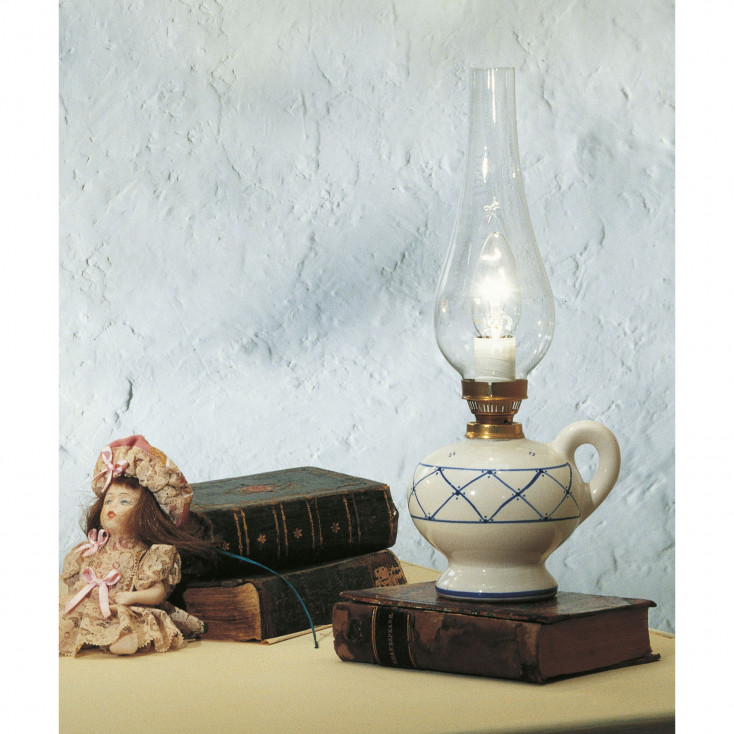 Lampada da comodino rustica con struttura in ceramica decorata a mano