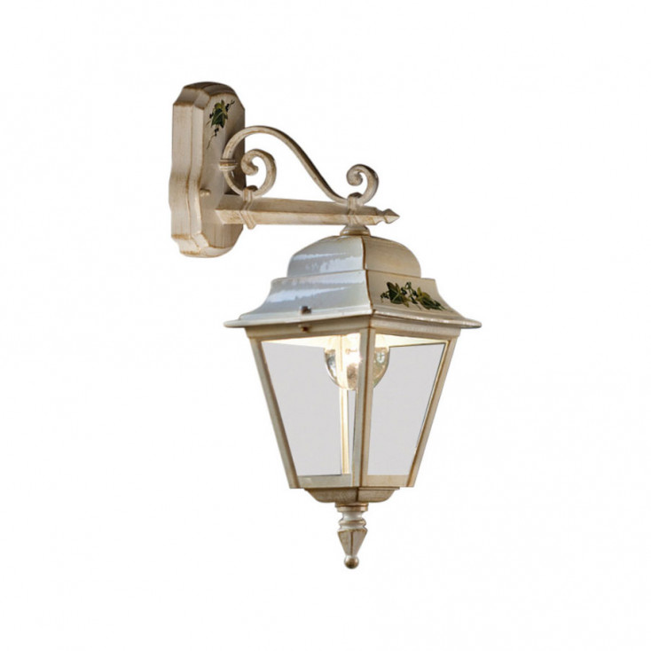 Lampada da parete da esterno con paralume in ceramica decorata a mano