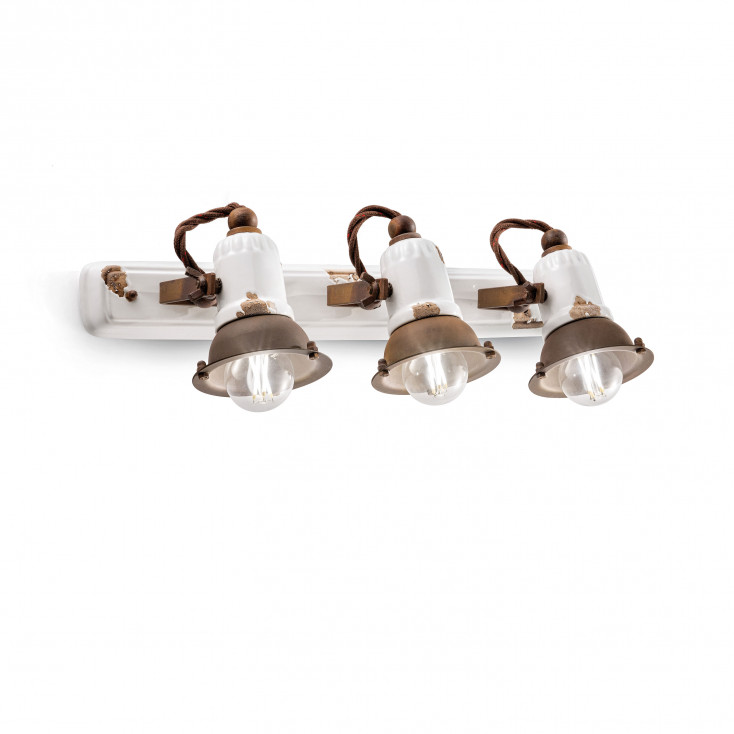 Lampada da parete dal design industrial con 3 diffusori in ceramica