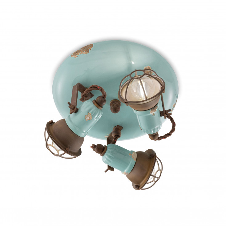 Lampada da soffitto dal design industrial con 3 diffusori a grigia in ceramica