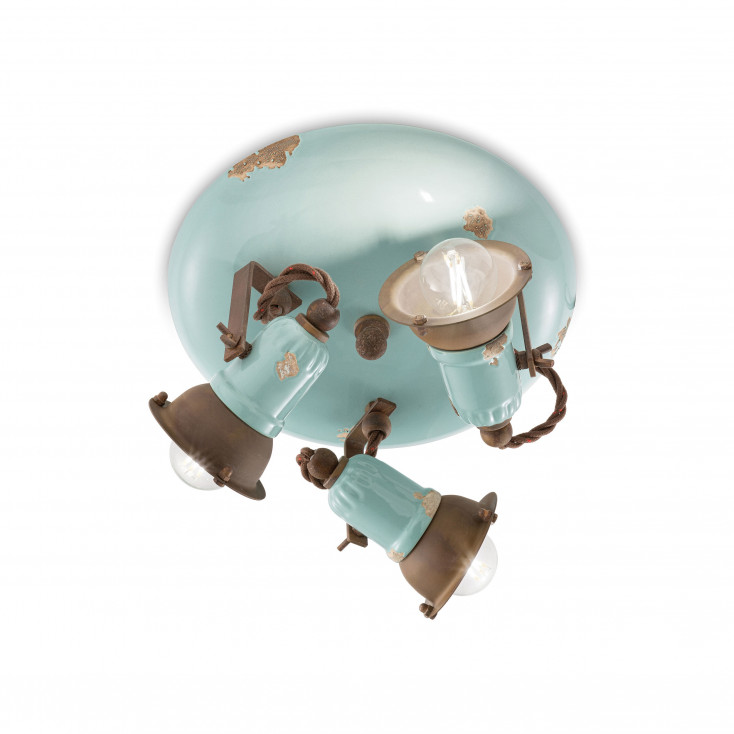 Lampada da soffitto dal design industrial con 3 diffusori in ceramica
