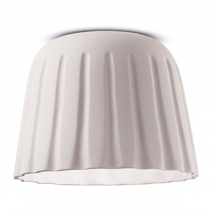 Lampada da soffitto grande con paralume in ceramica dalle linee moderne decò