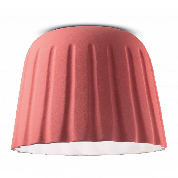 Lampada da soffitto grande con paralume in ceramica dalle linee moderne decò